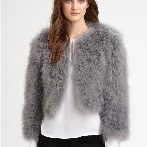 bcbg feather jacket